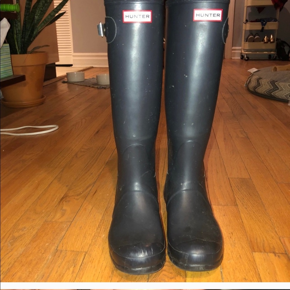 Navy Tall Hunter Boots - size 8